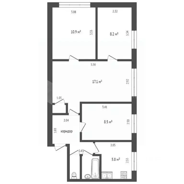 4-к кв. Тюменская область, Тюмень Волгоградская ул., 121 (60.0 м) - Фото 1