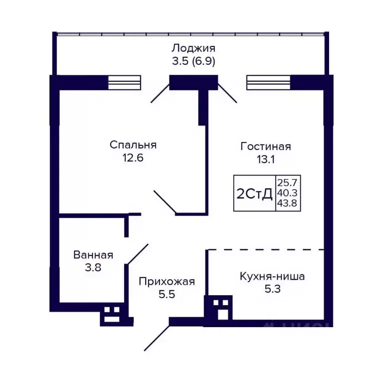 2-к кв. Новосибирская область, Новосибирск ул. Коминтерна, 1с (43.8 м) - Фото 0