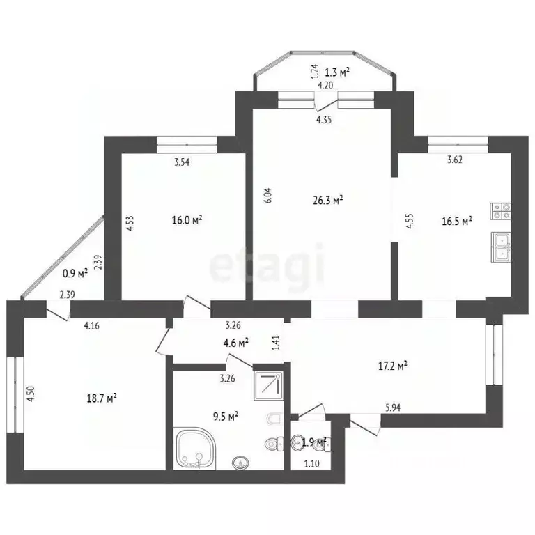 3-к кв. Калининградская область, Калининград ул. Марины Расковой, 15 ... - Фото 2