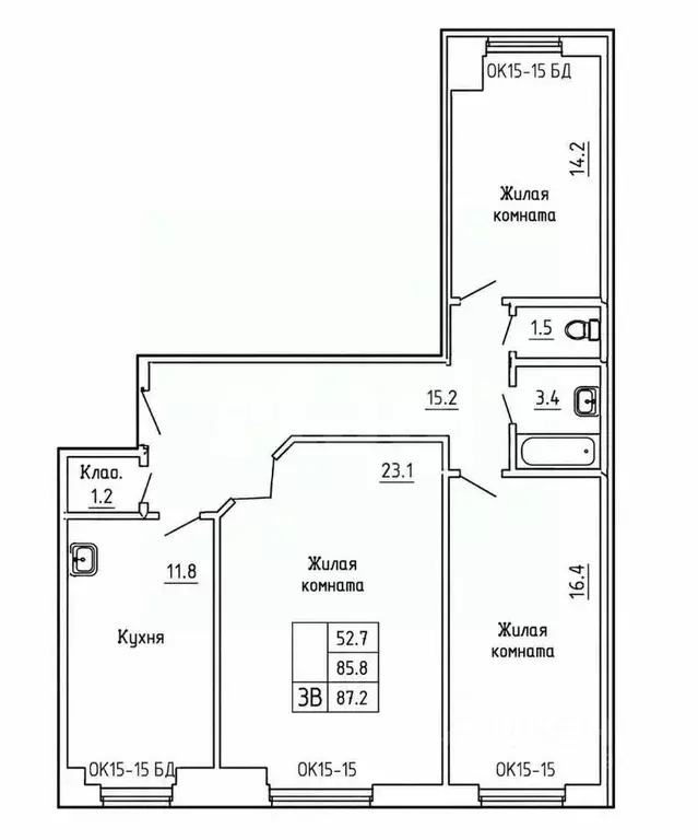 3-к кв. Чувашия, Новочебоксарск ул. Строителей, 16А (86.5 м) - Фото 2