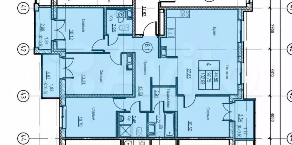 4-к. квартира, 100 м, 11/12 эт. - Фото 0