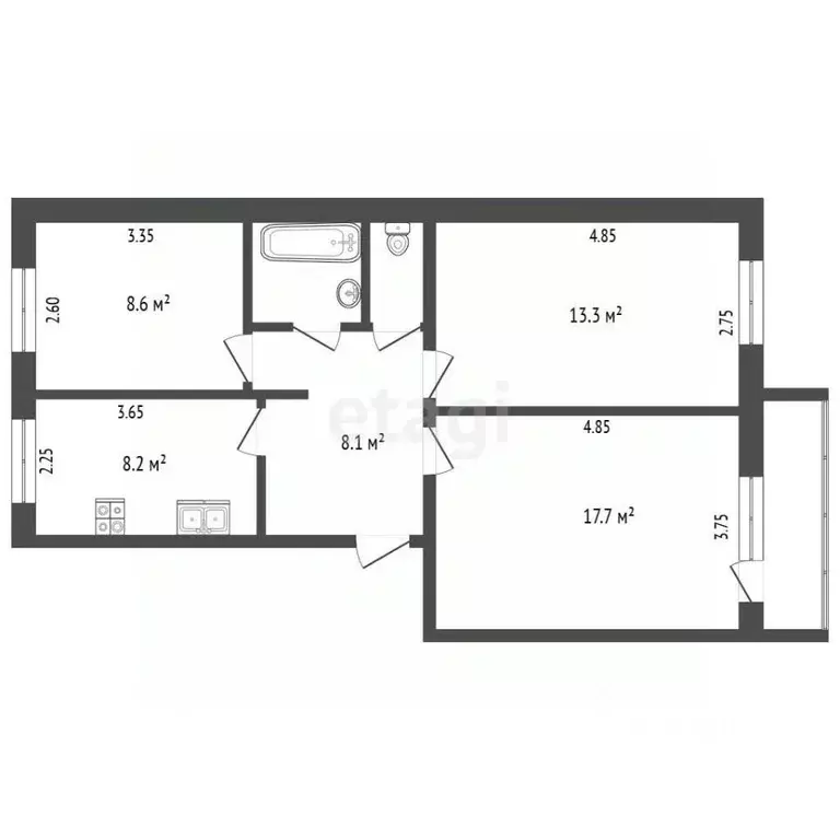 3-к кв. Калужская область, Дзержинский муниципальный округ, Льва ... - Фото 2