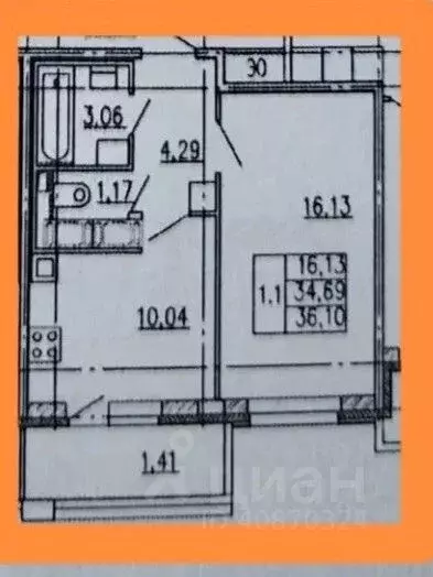 1-к кв. Санкт-Петербург ул. Адмирала Черокова, 18к1 (34.8 м) - Фото 2