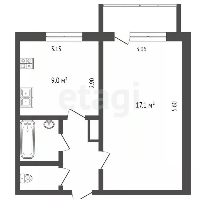 1-к кв. Тюменская область, Тюмень ул. 30 лет Победы, 50 (32.6 м) - Фото 2