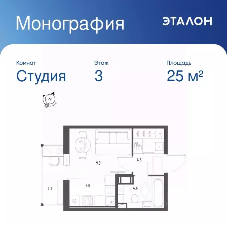 Студия Санкт-Петербург пос. Шушары, ул. Чудовская, 14к1 (25.0 м) - Фото 1