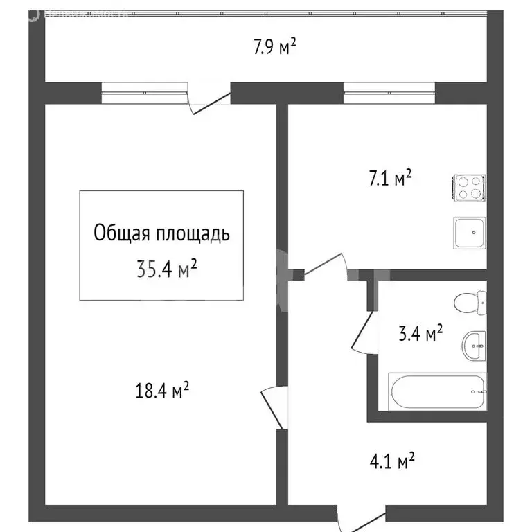 1-комнатная квартира: Томск, улица Энтузиастов, 41 (41 м) - Фото 1
