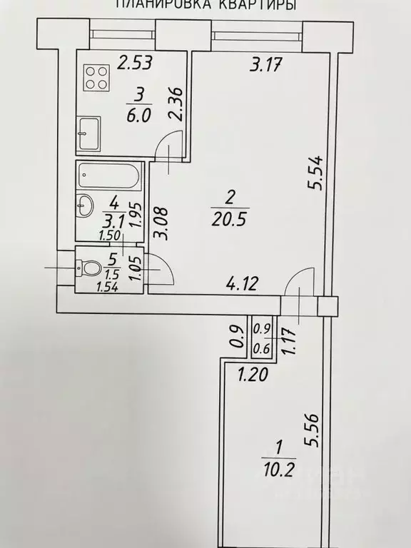 2-к кв. Башкортостан, Уфа просп. Октября, 8 (42.1 м) - Фото 2