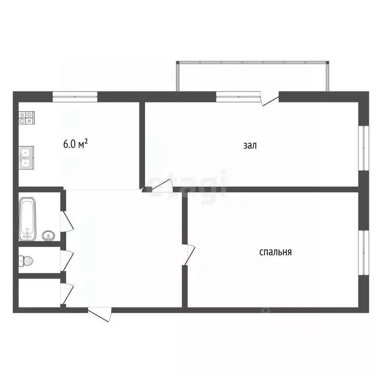 2-к кв. Костромская область, Кострома Некрасовское ш., 8 (43.3 м) - Фото 1