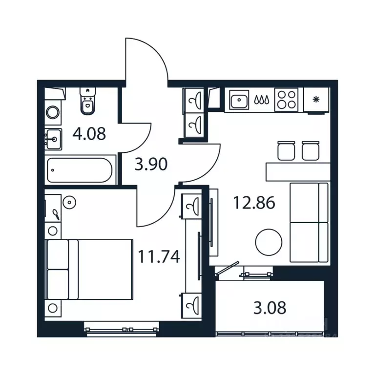1-к кв. Ленинградская область, Мурино Всеволожский район, ул. ... - Фото 1
