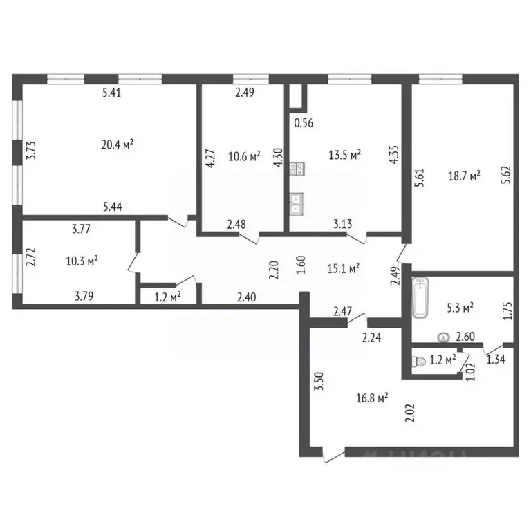 4-к кв. Санкт-Петербург ул. Некрасова, 1/38 (113.1 м) - Фото 2