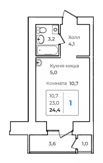 1-к кв. Амурская область, Благовещенск Связной пер., 41 (24.4 м) - Фото 2