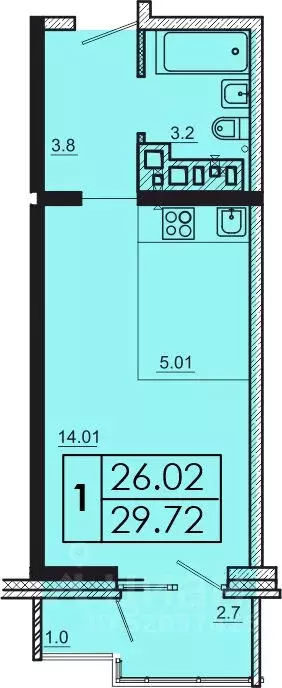 1-к кв. Иркутская область, Иркутск ул. Баумана, 271 (29.72 м) - Фото 1