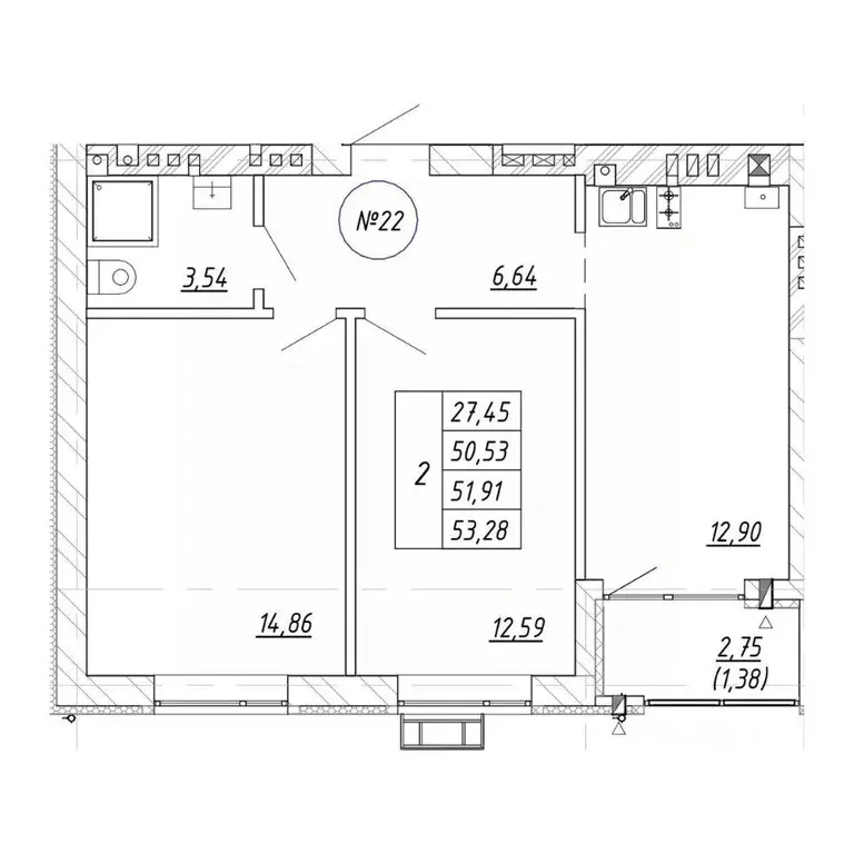 2-к кв. Калининградская область, Зеленоградск  (53.28 м) - Фото 1