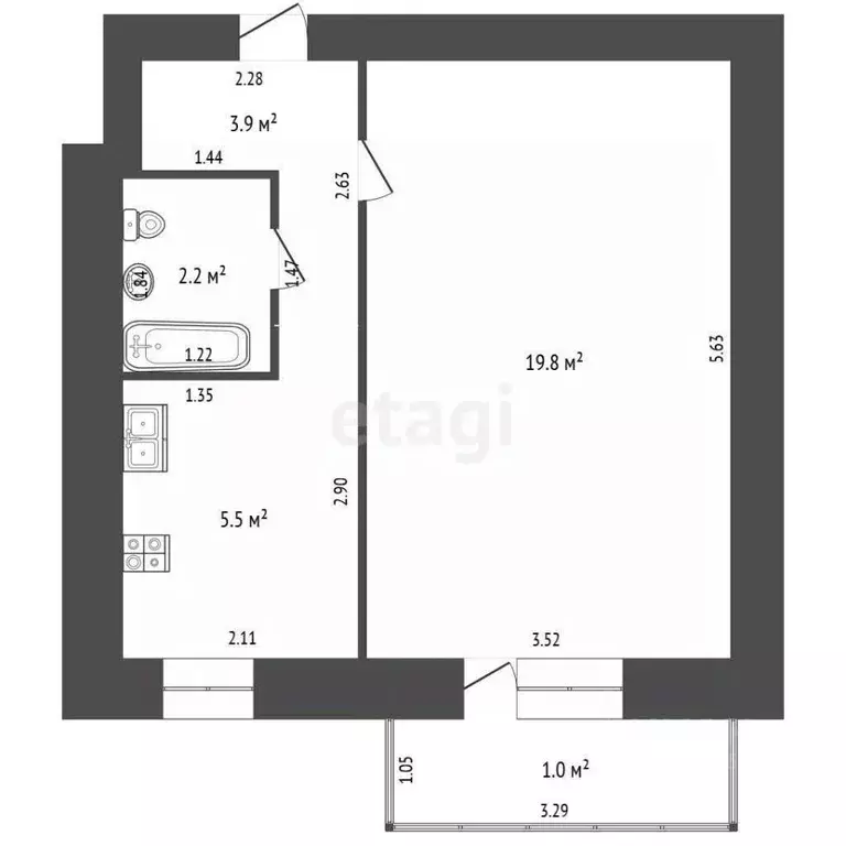1-к кв. Калининградская область, Калининград Ангарская ул., 80 (31.4 ... - Фото 2