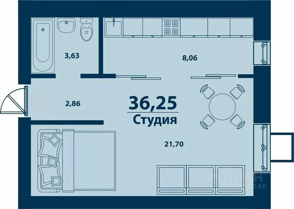 1-к кв. Башкортостан, Уфа городской округ, д. Ветошниково Город ... - Фото 0