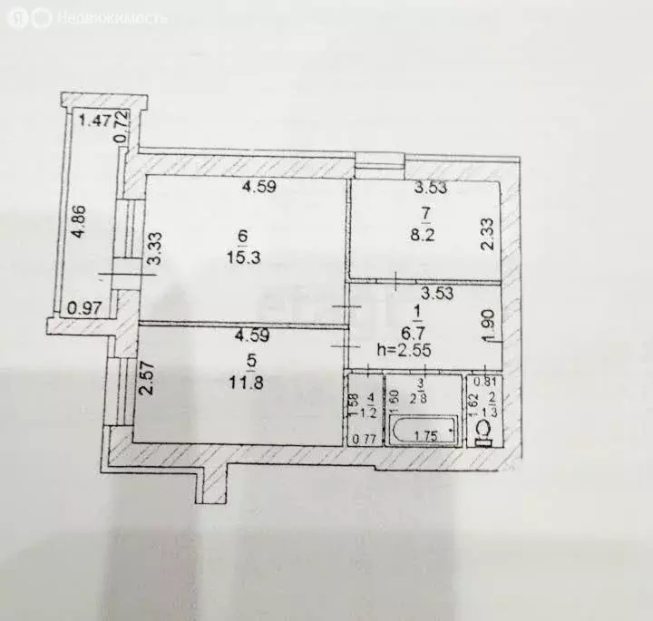 2-комнатная квартира: Абакан, улица Крылова, 35А (47.3 м) - Фото 1