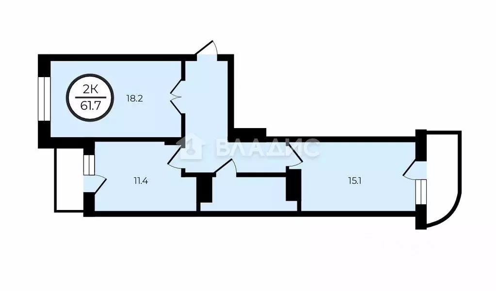 2-к кв. Владимирская область, Владимир ул. Крайнова, 4 (61.7 м) - Фото 2