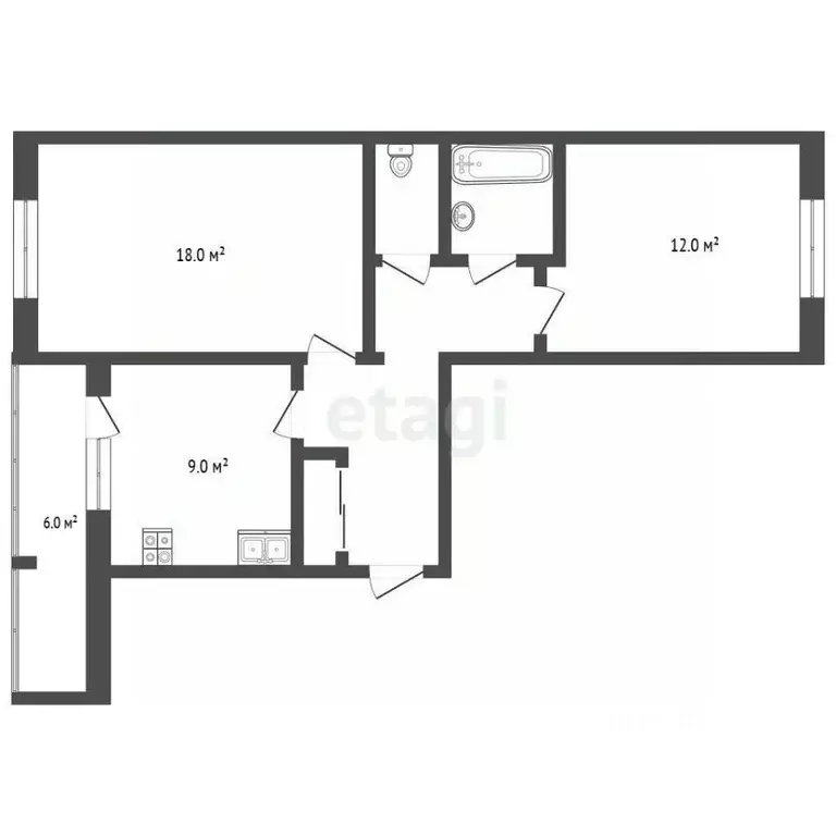 2-к кв. Московская область, Воскресенск городской округ, с. Конобеево ... - Фото 2