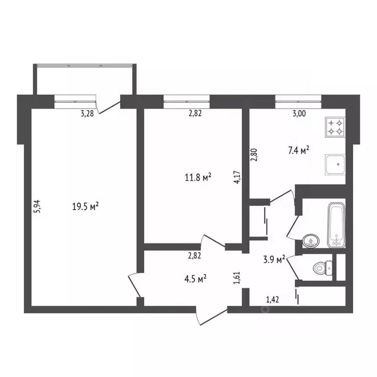 2-к кв. Амурская область, Благовещенск ул. Шимановского, 5 (53.0 м) - Фото 1