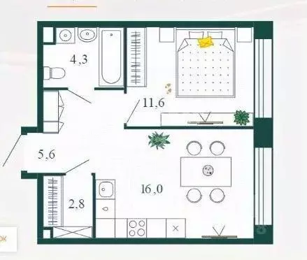 1-к кв. Москва наб. Марка Шагала, 11к2 (40.8 м) - Фото 1