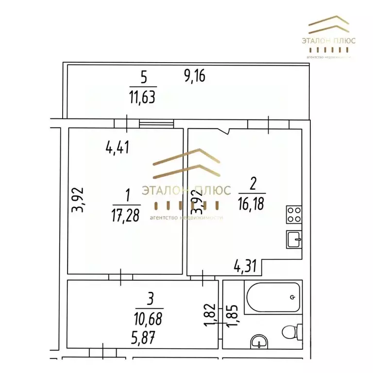 1-к кв. Санкт-Петербург ул. Новая, 51к8 (53.1 м) - Фото 2