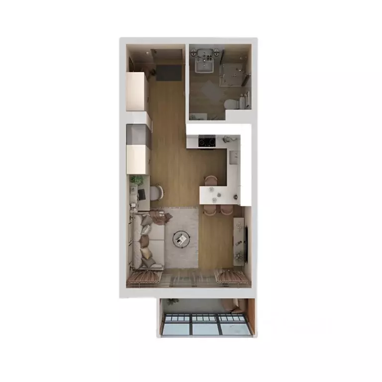 Студия Пермский край, Пермь Самолетная ул., 6 (27.0 м) - Фото 2