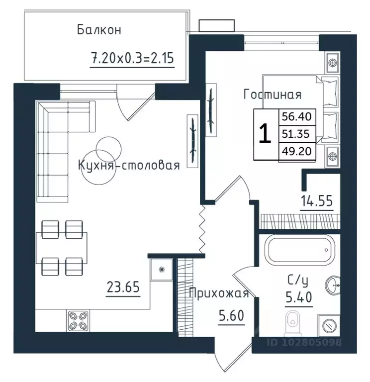 2-к кв. Калининградская область, Янтарный пгт Янтарные Сезоны жилой ... - Фото 1