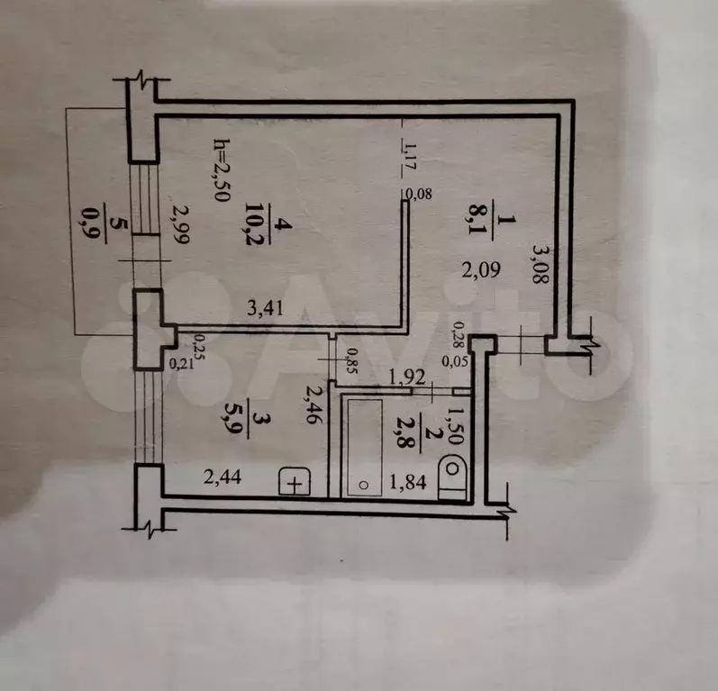 1-к. квартира, 27,9 м, 3/5 эт. - Фото 0