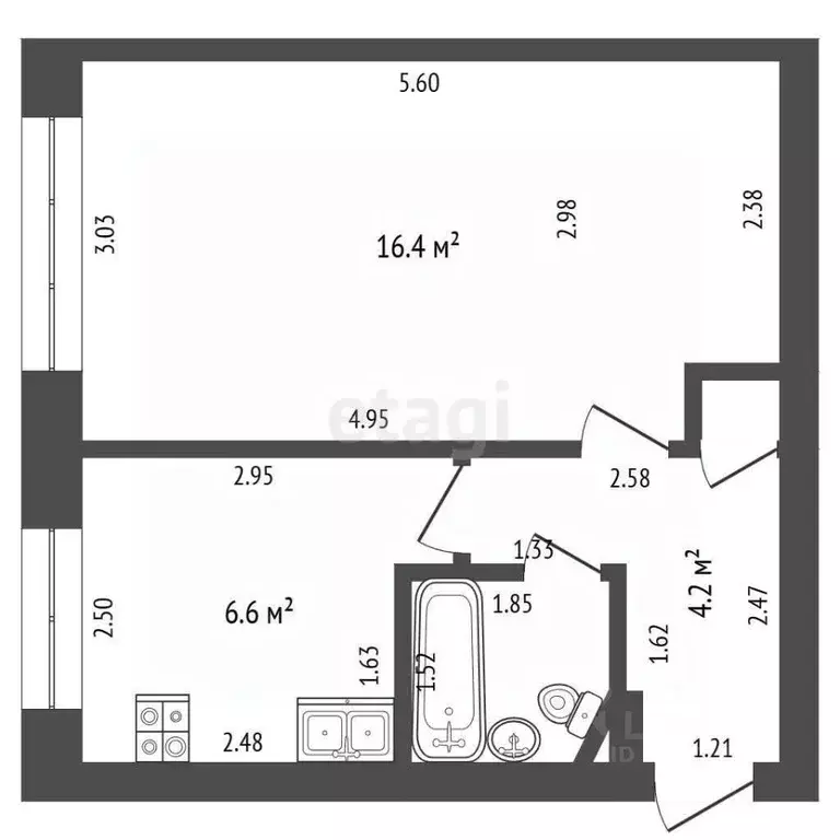 1-к кв. Башкортостан, Стерлитамак ул. Шаймуратова, 1 (30.3 м) - Фото 1