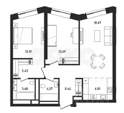 3-к кв. Москва Большая Тульская ул., 10С5 (79.6 м) - Фото 1