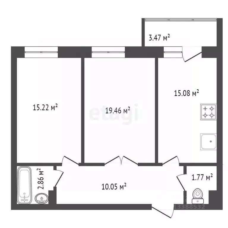 2-к кв. Красноярский край, Красноярск ул. Академгородок, 78 (63.3 м) - Фото 2