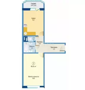 Продаётся 1-к квартира, 47.3 м - Фото 0