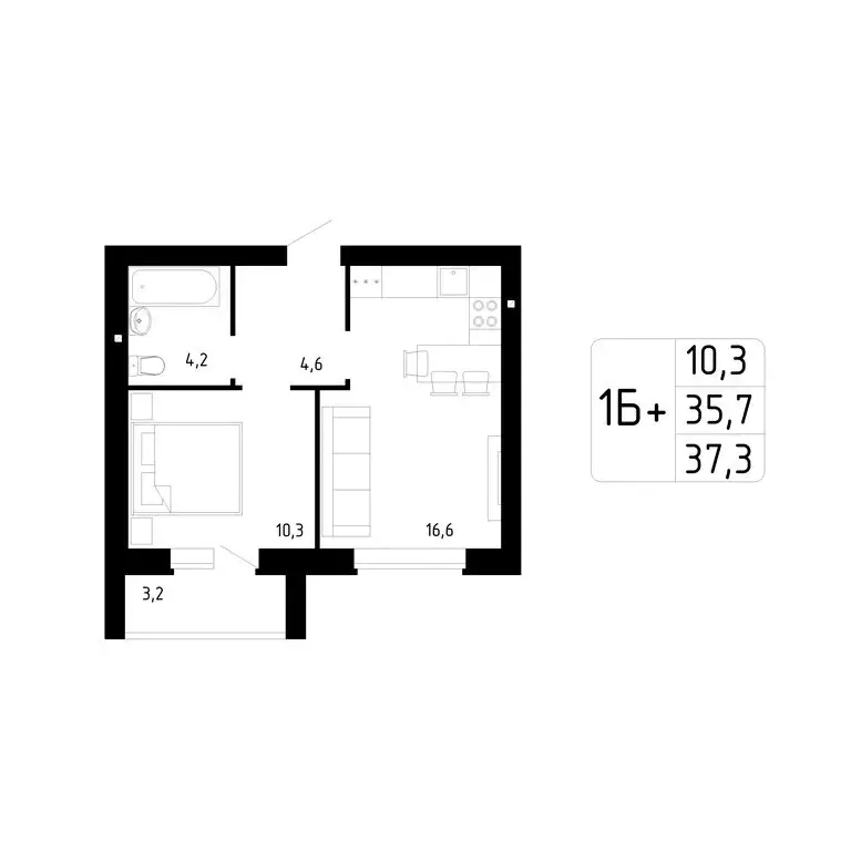 1-комнатная квартира: Стерлитамак, Магистральная улица, 78 (37.3 м) - Фото 0