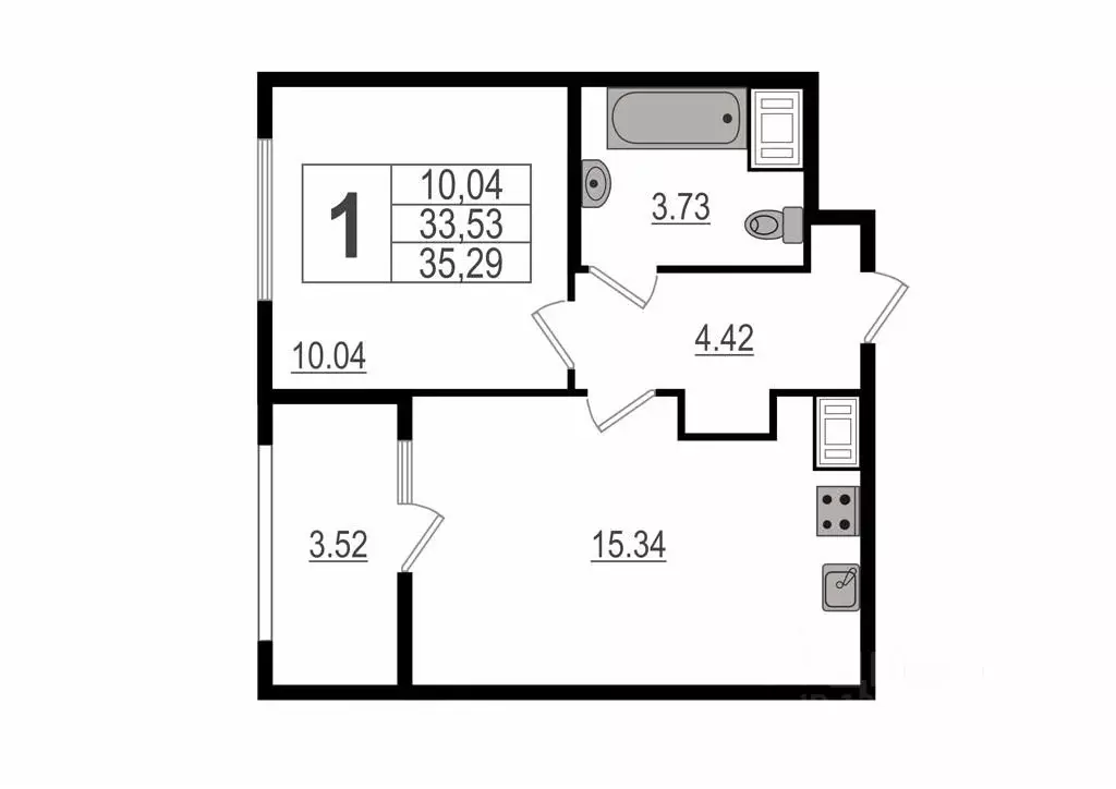 1-к кв. Санкт-Петербург Уральская ул., 21 (34.0 м) - Фото 1