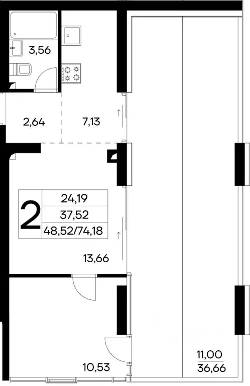 2-к кв. Крым, Алушта муниципальный округ, пос. Семидворье  (74.18 м) - Фото 0