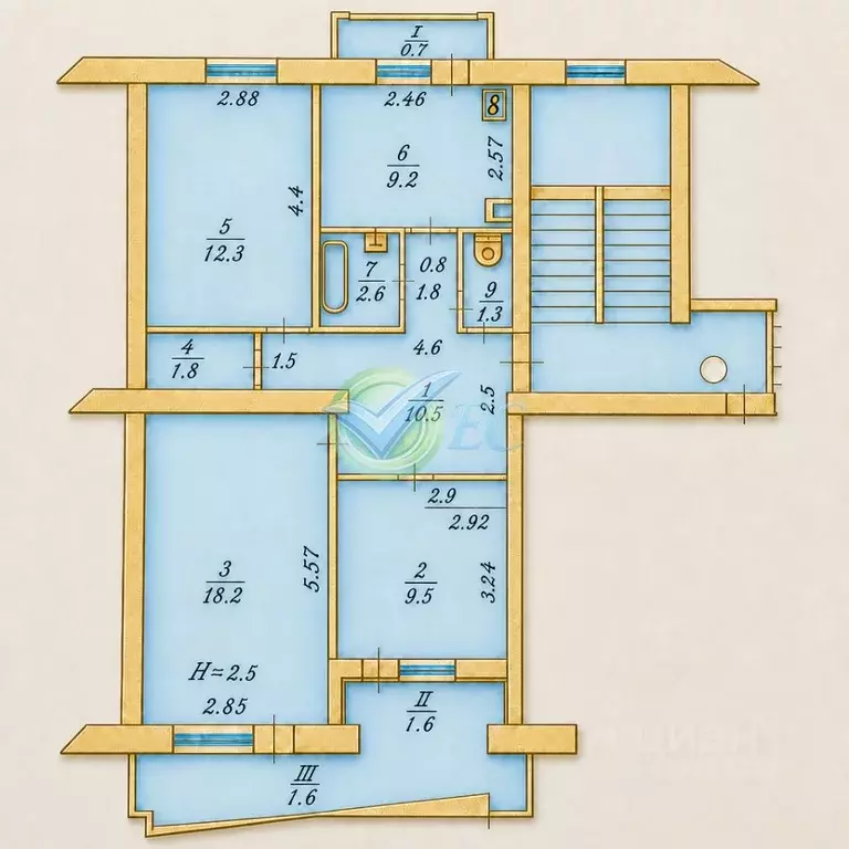 3-к кв. Крым, Феодосия ул. Украинская, 31 (66.0 м) - Фото 1