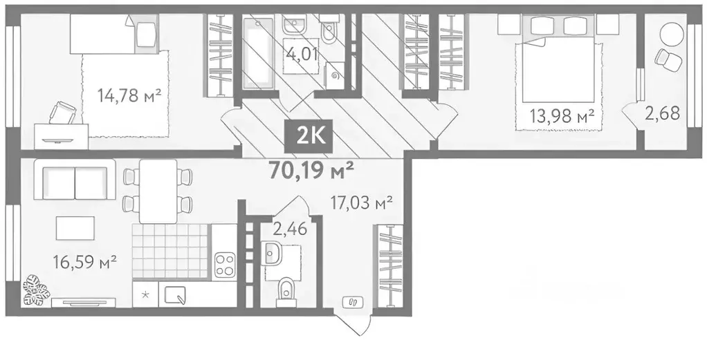 2-к кв. Тюменская область, Тюмень ул. Павла Никольского, 4 (72.0 м) - Фото 2