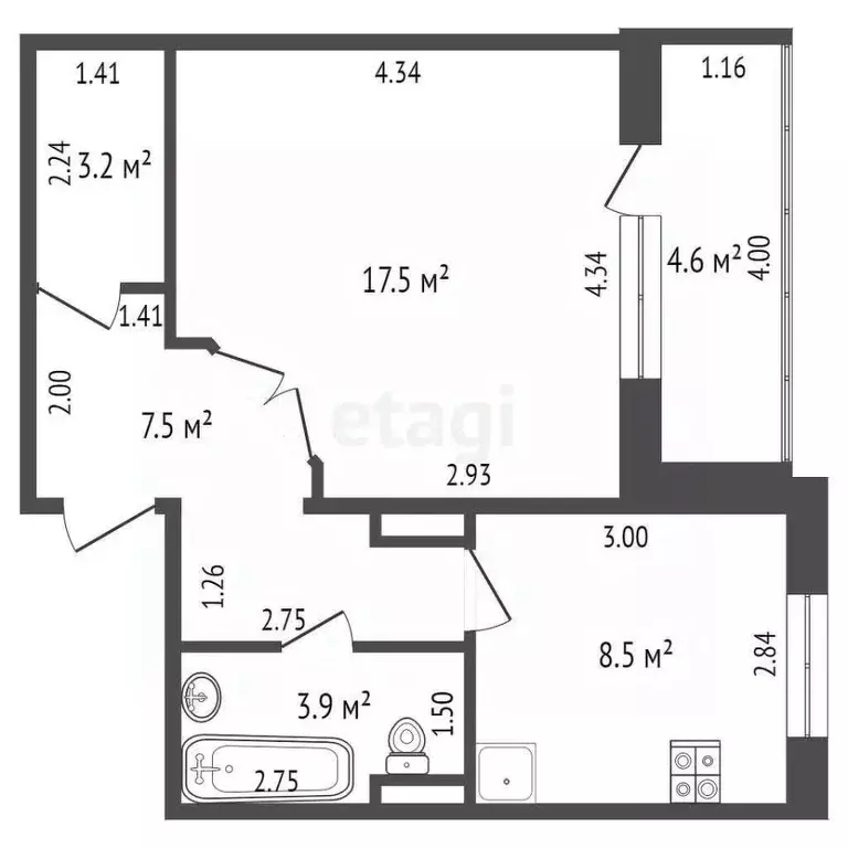 1-к кв. Ханты-Мансийский АО, Нягань 7-й мкр, 3 (40.6 м) - Фото 1