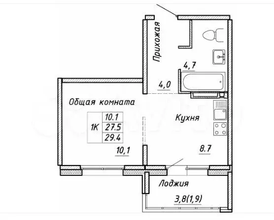 1-к. квартира, 29,4 м, 12/17 эт. - Фото 0