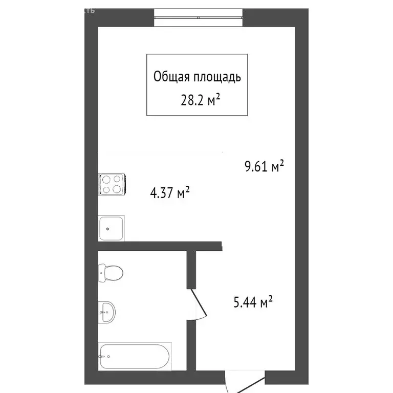 Квартира-студия: Новосибирск, улица Фадеева, 66/4 (27.5 м) - Фото 1