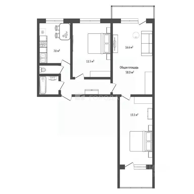 3-к кв. Новосибирская область, Новосибирск ул. Адриена Лежена, 11 ... - Фото 2