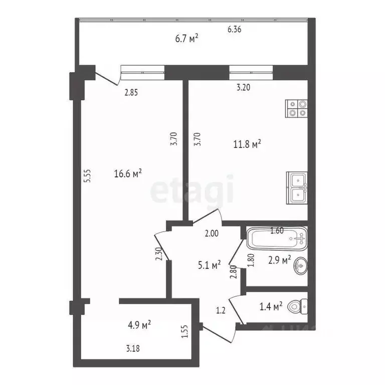 1-к кв. Саха (Якутия), Якутск ул. Дзержинского, 57 (42.7 м) - Фото 2
