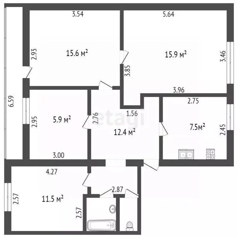 3-к кв. Марий Эл, Йошкар-Ола ул. Мира, 15 (76.6 м) - Фото 1