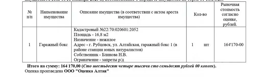 Гараж в Алтайский край, Рубцовск Алтайская ул., 1 (17 м) - Фото 1