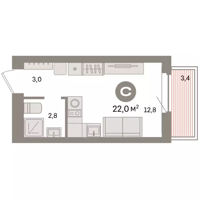 Квартира-студия: Екатеринбург, жилой район Сортировочный, микрорайон ... - Фото 2