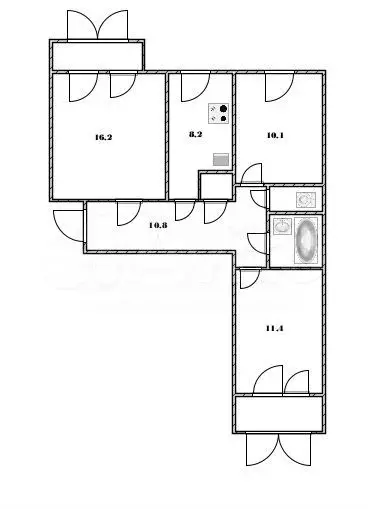 3-к. квартира, 64,1 м, 4/5 эт. - Фото 0