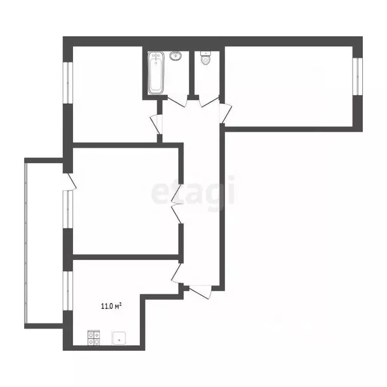 3-к кв. Тюменская область, Тюмень ул. 9 Января, 164 (74.5 м) - Фото 1