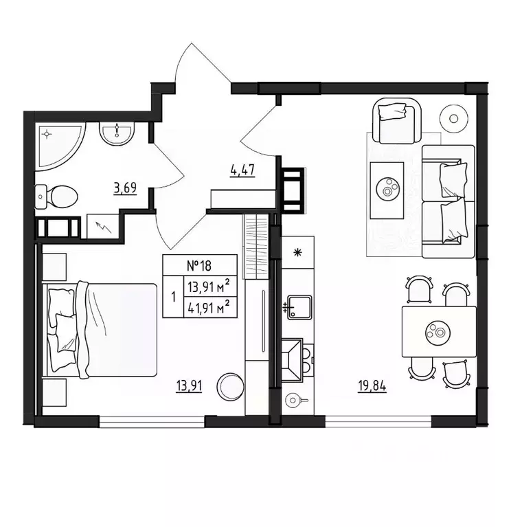 1-к кв. Ленинградская область, Гатчинский муниципальный округ, д. ... - Фото 0