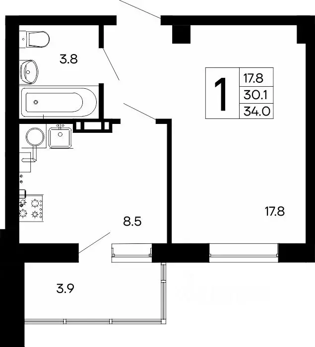 1-к кв. Крым, Феодосия Утесов жилой комплекс (34.0 м) - Фото 0