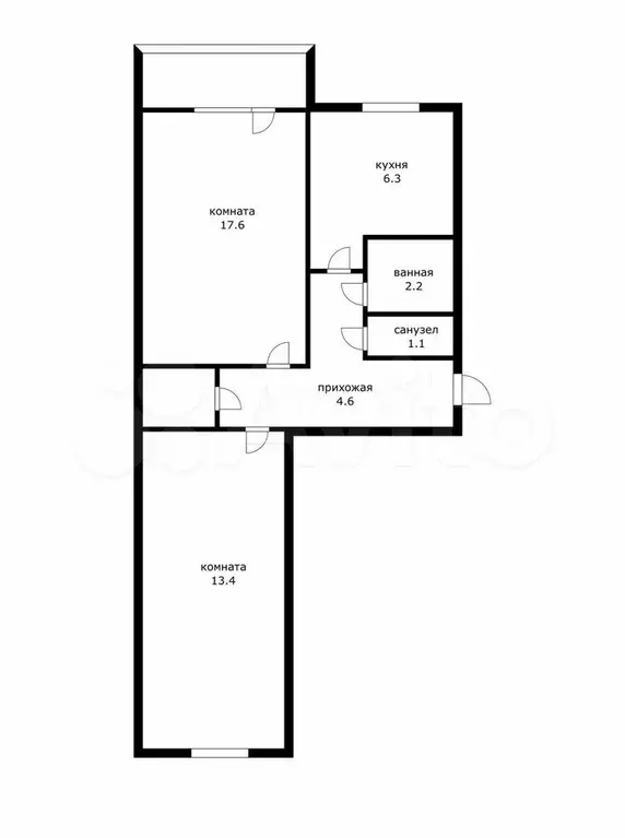 2-к. квартира, 45 м, 4/5 эт. - Фото 0